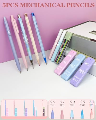 JIZHIYUAN 54PC Aesthetic School Supplies with Pink Pencil Case for Students - color: Pink