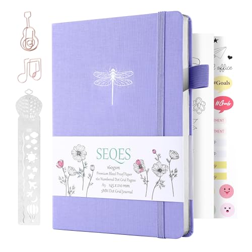 A5 Bullet Dotted Journal Notebook | 160gsm Thick Bleedproof Paper, Lay Flat Binding, 160 Numbered Pages | Hard Cover Dot Grid Notebook/Bullet Journals for Creatives & Professionals (dragonfly) - style: dragonfly
