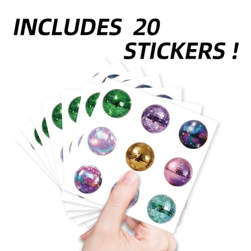 AHANDMAKER 180Pcs Disco Ball Planner Stickers Self-Adhesive Decals Colorful Balls Stickers for Planner Calendar Scrapbook Crafting Arts Journaling Gift Bag Seal Theme Party Decor - style: Disco Ball
