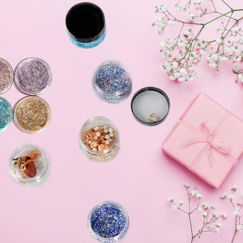 Eternal Moment 50 Pack 1 OZ Plastic Jars Clear Cosmetic Container with Lids | Round Makeup Jar for Lotion, Cream, Ointments, Eye Shadow, Rhinestone, Samples, DIY Travel Storage ( White Lid ） - color: White Lid, size: 1 Ounce