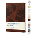 WORLD TRAVELER Eccolo A5 Lined Journal 256 Ivory Pages Lay Flat 6x8 - color: World Map