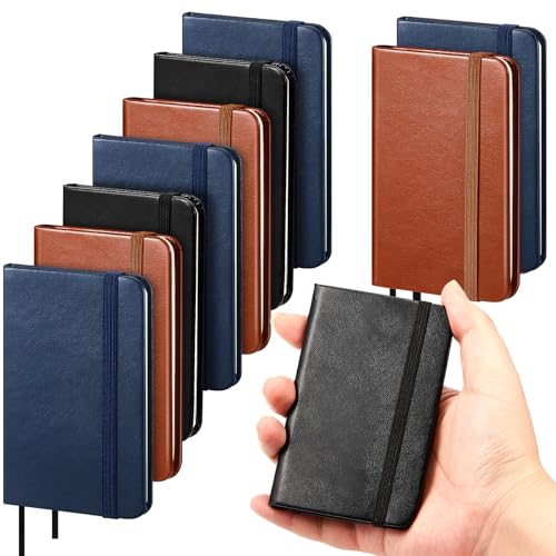 Qeeenar 10 Pcs Mini Pocket Notebook, Solid Color, Black, Brown, Blue - color: Black, Brown, Blue, size: Solid Color