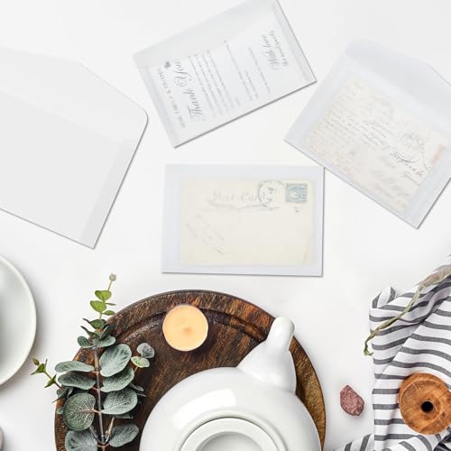 Fuyoooo 150 Pcs 4.7 x 6.5 Inch Glassine Envelopes A6 Vellum Envelopes | Wedding Invitation Frosted Clear Sulfuric Acid Paper Bag for 4 x 6 Cards Lotto Ticket Gift Letter Photo Coins Seeds Stamp - size: 4.7 x 6.5 Inch