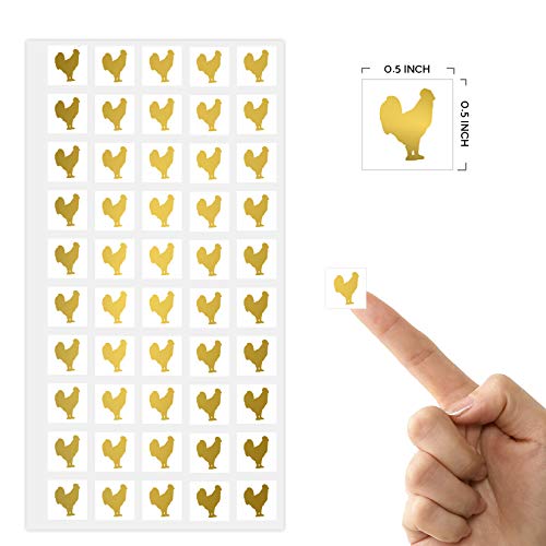 Wedding Meal Stickers for Place Cards - White Background Square Labels for Guest Selection and Meal Indicator Use (50 Stickers - Chicken, Gold)