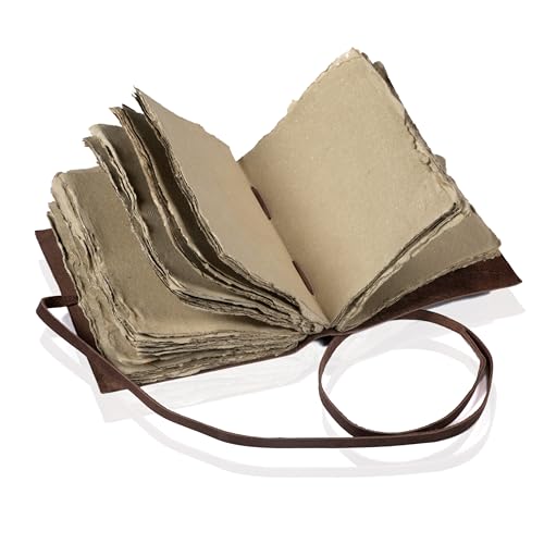 Handmade Leather Journal Travel Notebook Writing Embossed Dreamers Sketchbook Vintage Inspirational Diary with Deckle Edge Paper Antique Writing Journal for Men and Women Diary for Drawing and Gifting (8x6 inches) - color: Brown