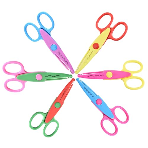 Decorative Edge Scissors Set, 6 Pack 5-inch Pattern Craft Scissors | 6 lace designs, Plastic protective handle, DIY Art Projects, Handcraft and Card Making, comfortable grip, enhance imagination