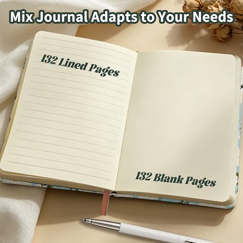 Floral Journal,B6 Notebook,Linen Hardcover Journals, 5"x7"Notebook, Lined & Unlined Journal - 264 Pages of 100gsm Thick Paper, Cute Sketchbook for Taking Note or Gift - color: C, size: B6