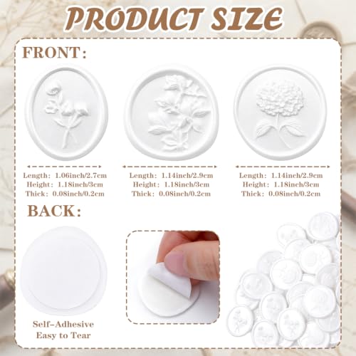 75pcs Pearl White 3 Designs Floral Wax Seal Stickers | Self-Adhesive Envelope Seals For Wedding, Greeting Cards & Holiday Gift Wrapping - color: &Magnolia&Hydrangea,Pearl White, size: 75PCS