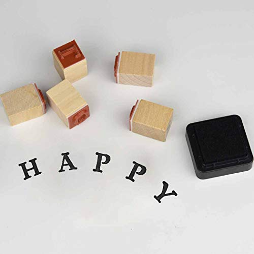 Wooden Rubber Stamps 52Pcs Vintage Letter Alphabet Stamps for Scrapbooking