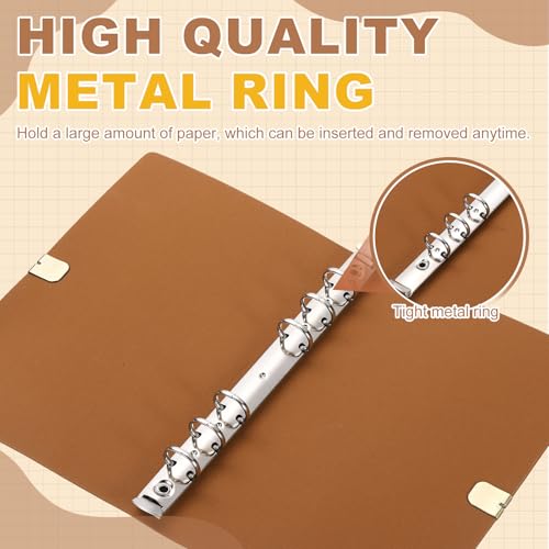 PATIKIL A6 Leather Binder Journal Cover, 6 Ring Refillable Binder Loose Leaf Notebook Protector with Elastic Closure No Paper for Work Meeting Notebook Folder, Orange - color: Orange, size: A6