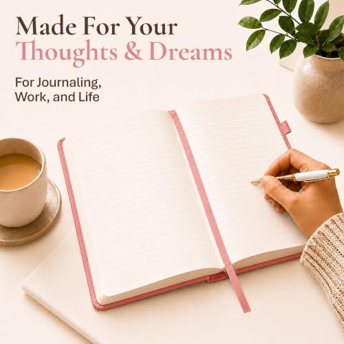 Lined Journal Notebook Hardcover Leather Bound 200 Pages A5 Pink Cute Diary - color: Pink, size: A5 200 Pages