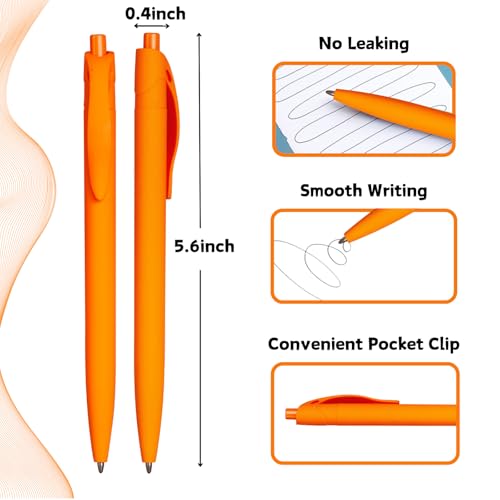 BallPoint Pens, 100 Pack (BLACK Ink),Bulk Pens, Orange Barrel,Click Pens for Office Home and School, Retractable Ballpoint Pens, Medium Point, 1.00MM (Orange) - color: Orange