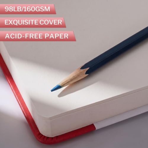 Hardcover Pocket Sketchbook, 5" × 5", 80 Sheets Small Sketch Book, Red - color: Red