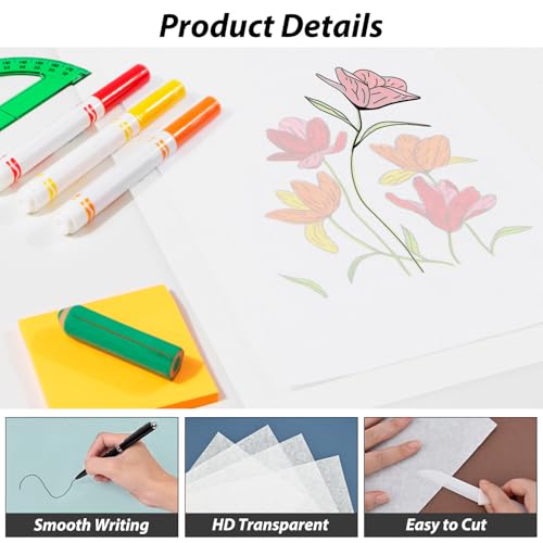 2 Rolls Tracing Paper Roll 24 Inches x 30 Yards, Large Trace Paper White Pattern Paper Tracing Paper for Drawing, Sewing, Sketch - size: 2 Roll/24in Wide