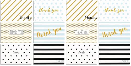 Juvale Thank You Cards with Envelopes - 96-Pack 4 x 6 In Multicolor Blank Notecards - Retro Striped & Polka Dot Designs - Bulk Thank You Notes with Envelopes Set - size: 48 Count (Pack of 2)