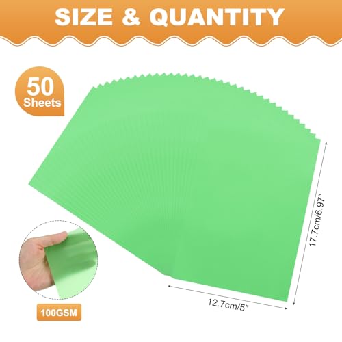 MECCANIXITY 50 Sheet Colored Vellum Paper 5" x 7", 100gsm Translucent Printable Vellum Sheets for Printing Wedding Invitations Inkjet Laser Printer, Green - color: Green, size: 5" x 7"