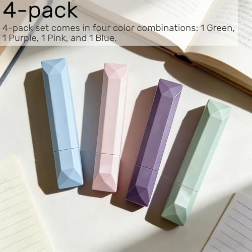 Scrapbooking Double Sided Tape Roller - 4 Pack Erasable Pen Style Dispenser, 6mm Wide Adhesive Tape Glue for Scrapbook Supplies