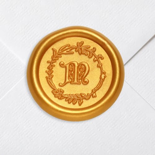 50Pcs Gold Wax Seal Stickers Letter M Self-Adhesive Wax Stickers - color: M