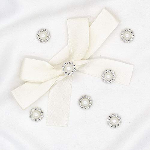 100 pcs Rhinestone Faux Pearl Buttons, Silver, 14mm - color: 100 PCS Silver