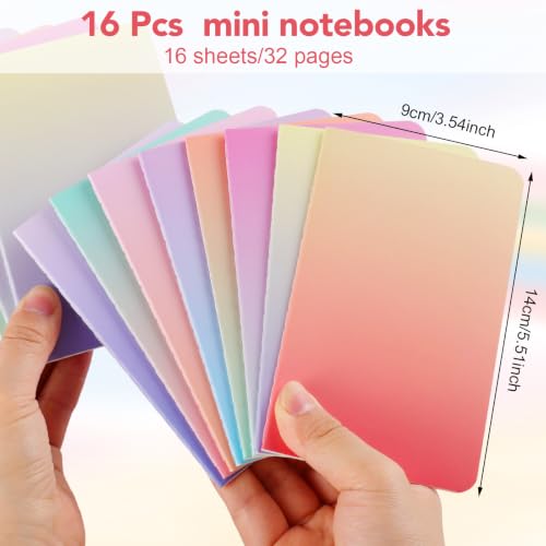 BESARME Mini Pocket Notebooks, Lined A6, 16 Pack, 8 Colors | 3.54 x 5.51 In Pocket Size, Smooth Lined Paper, Easy For Notes Journaling And Classroom Gifts - color: Gradient Colors-lined