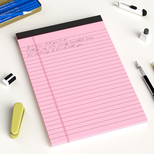 AILZFEI 6pcs Small Note Pad 5x8 College Ruled Pink Legal Pads Paper Notepads 6 Pack Study Back Writing Pads 5 x 8 Legal Pads Perforated Narrow Ruled Pads of Paper Pink - color: Pink