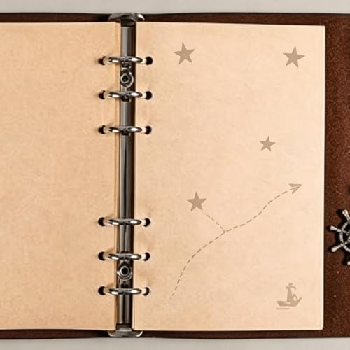 Refillable A7 Vintage Leather Travel Journal Camping Notebook for Writing | Brown Refillable A7 Travel Notebook Kit for Teens Vintage Nautical Adventure Diary Blank Kraft Paper Trip Log Camping Journal