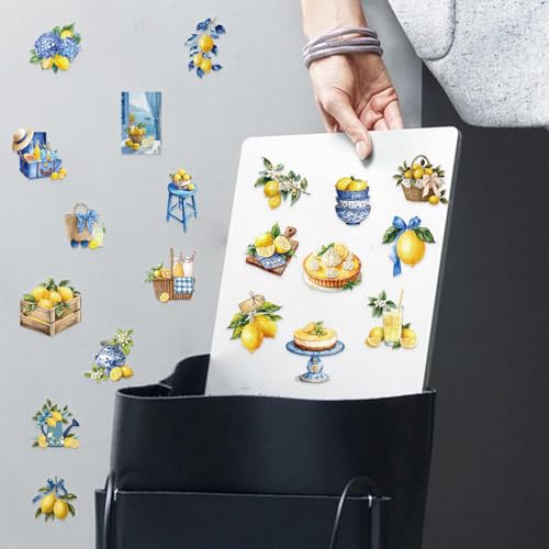 50PCS Summer Lemon Aesthetic Stickers Clear PET Waterproof Blue White Decor - style: Summer Lemon