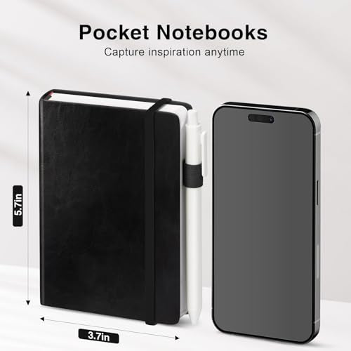 Oucaru Small Notebook 16 Pack, A6 Pocket Notebook, Mini Lined Journal - color: B-Midnight Black, style: 16 Pack