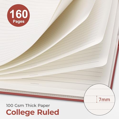 AHGXG Spiral Journal Notebook, 160 Lined Pages, A5 Size (5.7'' x 8.3'') - color: Wine Red