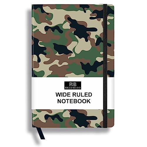 RICCO BELLO Wide Ruled Hardcover Diary Journal, Green Camouflage - color: Green Camouflage