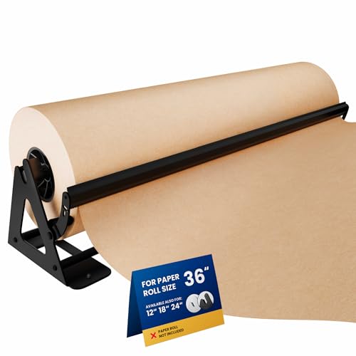 DIY CREW 36 Inch Paper Roll Dispenser and Cutter for Kraft, Butcher Paper | Tabletop, Wall Mount, Heavy Duty, Holds 1000ft Rolls - Roll Not Included - color: Matte Black, size: 36"