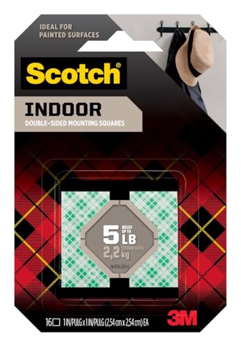 Scotch Removable Mounting Squares, 1 in x 1 in, Double-Sided Foam, 16 Squares (Pack of 3)