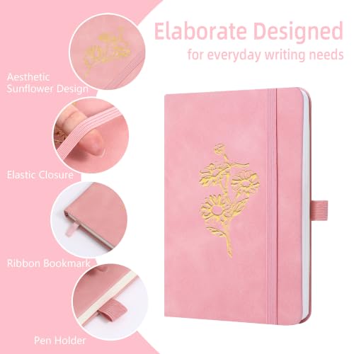 BOBO RABBIT Pocket Lined Notebooks Mini Aesthetic Floral Hardcover Journals - color: 3 Pack Pink