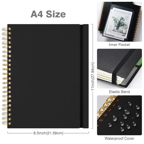 Graph Paper Notebook 8.5" X 11": 5 Subject Graphing Notebook with Dividers - color: Black