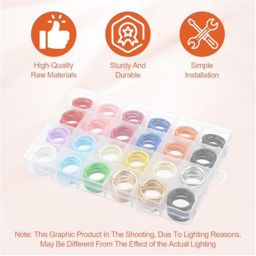 128 Pcs Round Carabiner Clips, Metal Colored Key Rings Spring O Rings Clip, 16 Colors Round Carabiner Clips Spring Buckle Keyring for DIY Keychain, Bag, Purse, Crafts with Storage Box