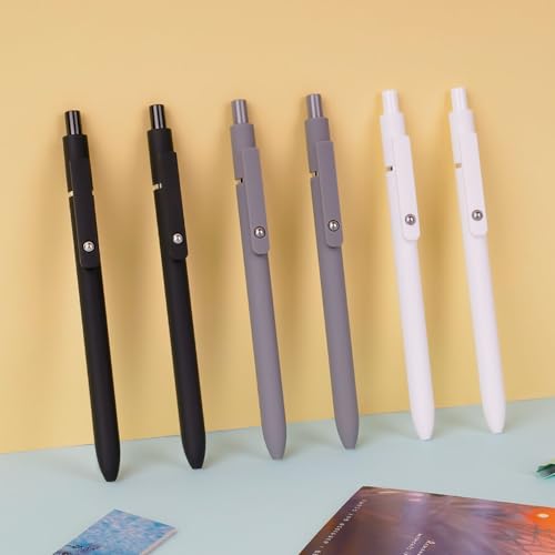 FIOVER Gel Pens 6pcs 0.5mm Fine Point Black Ink Quick Dry Pens | Smooth Writing Pens for Journaling, Nurse Aesthetic Cute Office School Supplies, Gifts for Women and Men - color: 6Pcs Black White Grey-Black Ink, size: 1 Count (Pack of 6)
