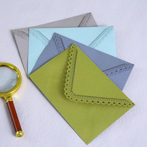 160mmX113mm 10 pieces Lovely Makaron Color Vintage Hollow Lace Envelopes - color: Navy blue