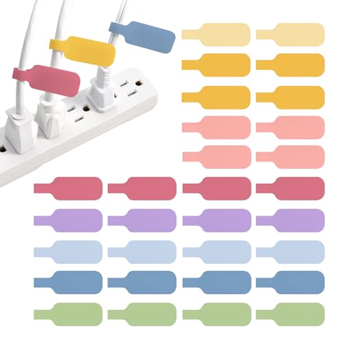 Wrap-It Storage Cable Labels - Medium, Macaron (30-Pack) | Write On Cord Tags for Wire Management and Identification - color: Macaron, size: Medium