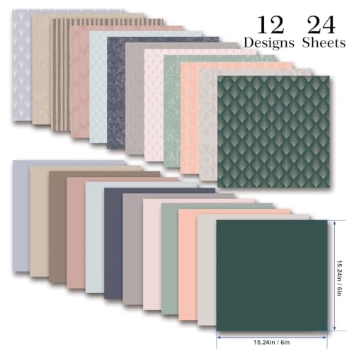 6in Boho Scrapbook Paper Pad Retro Patterned Double-Sided Journal Supplies - color: Wedding Color Tone