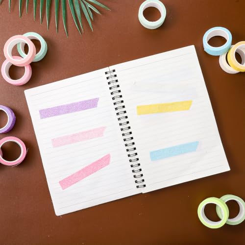 TIESOME 12 Rolls Glitter Washi Tape Set,15mm Macaron Cute Colored Tape - style: Style2