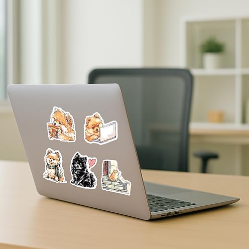 100 PCS Pomeranian Stickers Pack – Waterproof Dog Decals for Water Bottles, Laptops, Phones, Notebook, Cars – Cool Vibrant Graphics for Pomeranian Enthusiast - color: Pomeranian