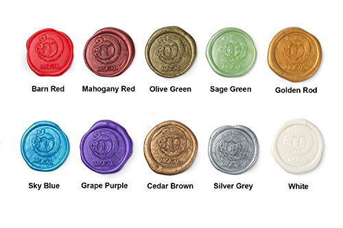 Mceal Sealing Wax Stick with Wick Flower De Luce of France Retro 10 Pieces Pack(Sky Blue) - color: Sky Blue