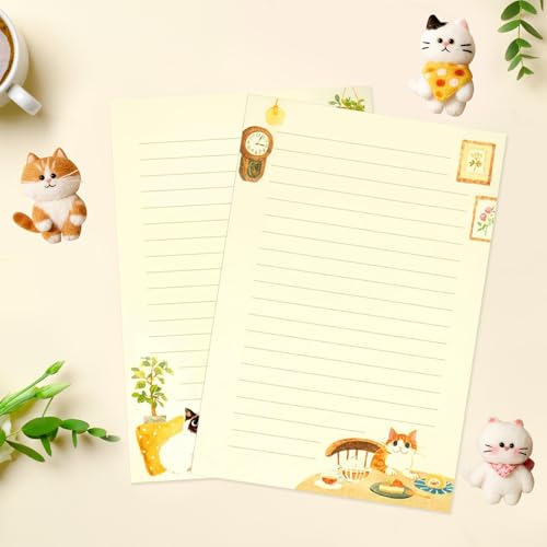 37 Pcs Stationery Paper Envelopes Set | Includes 24 Writing Paper & 12 Envelopes & 48 Stickers, Cat Letter Writing Stationery Paper Envelopes Gift (4Style) - color: Cat
