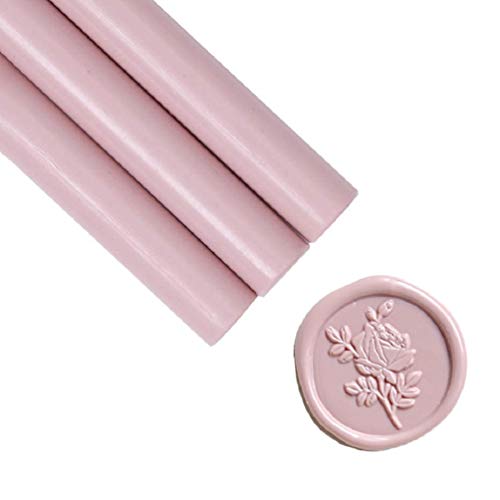 UNIQOOO Mailable Glue Gun Sealing Wax Sticks for Wax Seal Stamp - Dusty Rose Pink, Great for Wedding Invitations, Cards Envelopes, Snail Mails, Wine Packages, Gift Ideas, Pack of 8 - color: Dusty Rose