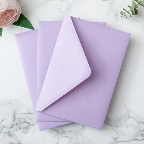PONATIA 50 Pack A4 Envelopes, 4 x 6“ Lilac Matte Envelopes - color: Lilac