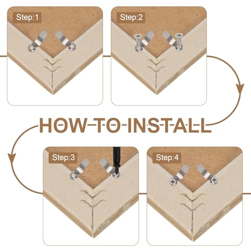 uxcell 200pcs Picture Frame Backing Clips, 0.9" Photo Frame Buttons Fasteners Hardware Corner Clip with 200pcs Screw for Hanging Pictures Crafts Drawing, Bow Shaped Silver - color: Silver, size: 0.9"