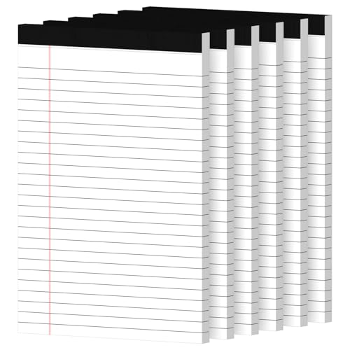 6 Pack Notepads 5x8, White, Small Legal Pads, Perforated Notebook - color: White