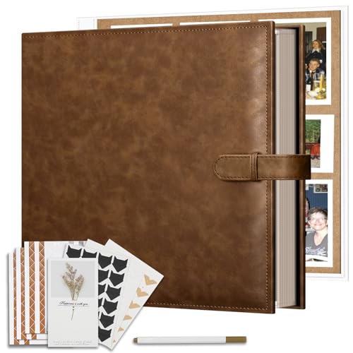 Vienrose 15"x13" Scrapbook Album Gift Set Faux Leather DarkBrown 100 Pages - color: Dark Brown, size: 15"X13" 50Sheets