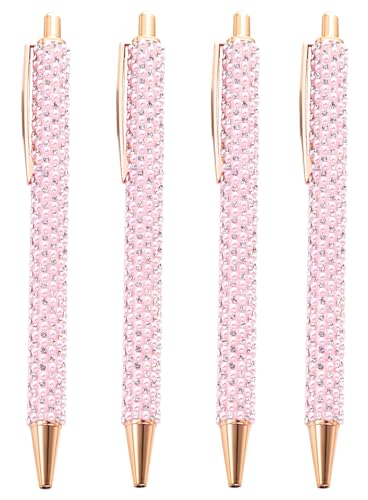 4 Pcs Pink Pearl Pens Rhinestone Ballpoint Pens Sparkly Crystal Pens - color: Pink