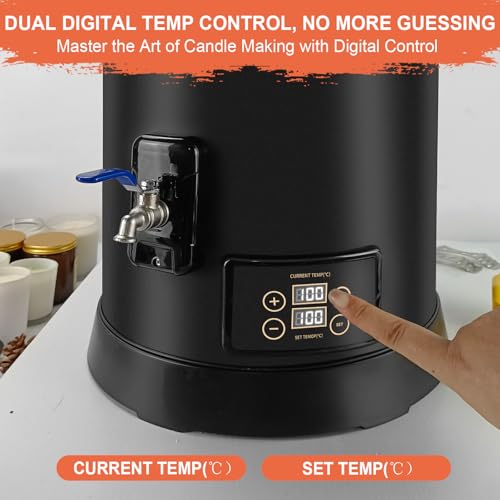 Leerie 30Lbs Digital Commercial Wax Melter for Candle Making - D15 Large Candle Wax Melting Pot with Accurate Temperature Control & Holds 30Lbs Melted Wax for Candle Making Business